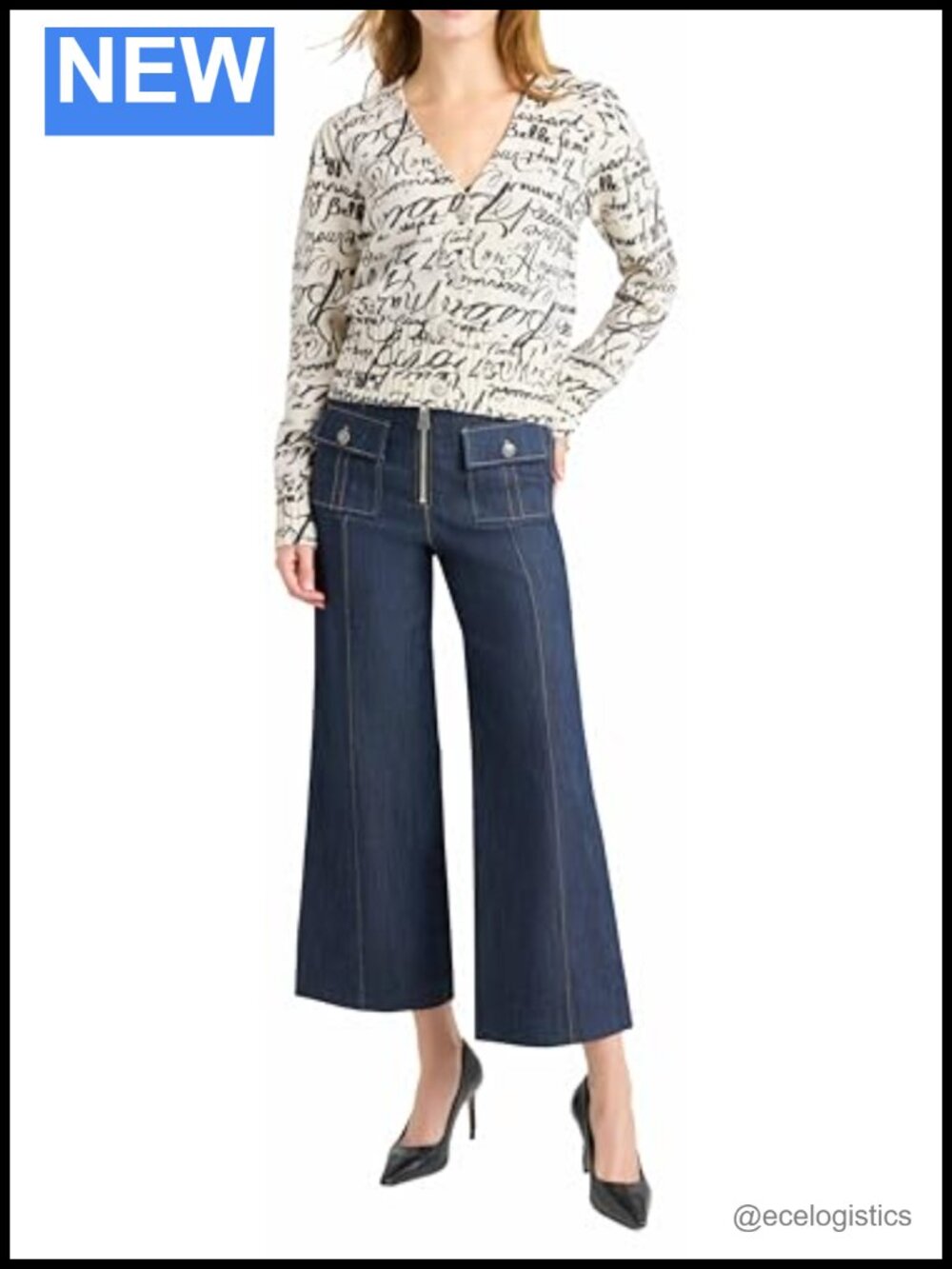 Cinq a Sept Love Journal Morgan Cardigan Letter Print Wool Blend Button Front